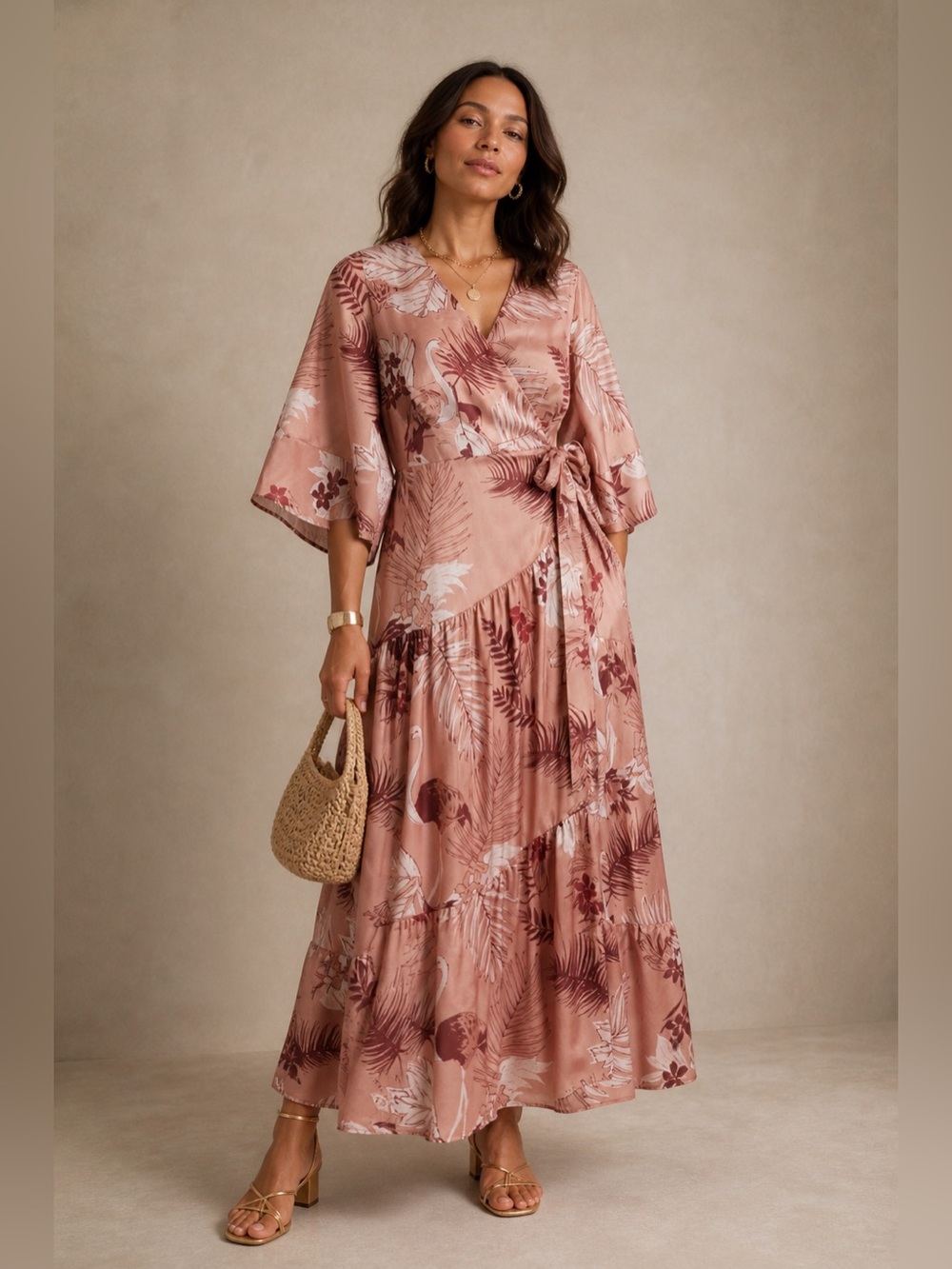 NWT Ciebon Qwynn Flutter Sleeve Maxi Dress Size XL